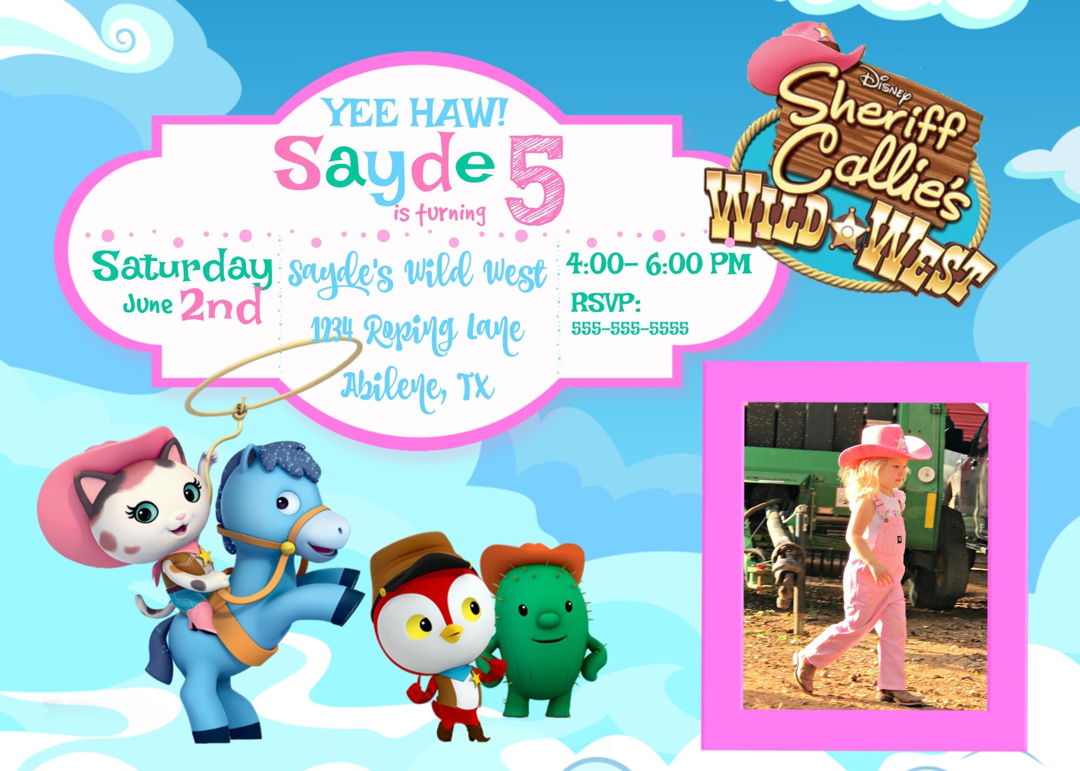 Sheriff Callie's Wild West Invitation Sheriff Callie Etsy