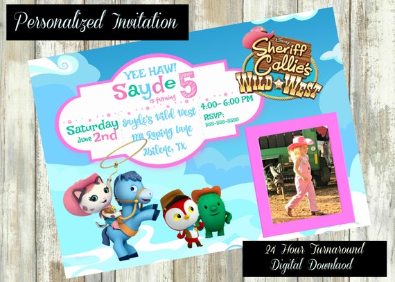 Sheriff Callie S Wild West Invitation Sheriff Callie Etsy