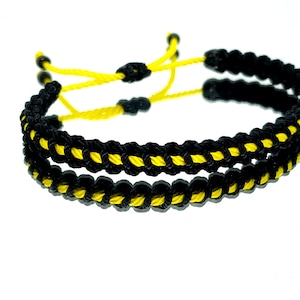 Thin yellow Line braided bracelet - Dispatchers wristband -new -handmade -for man & woman