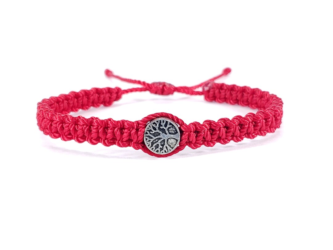 Red String Braided Bracelet, Tree of Life Wristband, Adjustable for Man ...