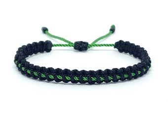 Thin green line bracelet, Fashionable and durable thin green line wristband, adjustable for man & woman