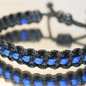 Police Thin blue line bracelet, Police bracelet, thin blue line support police wristband, adjustable for man and woman