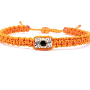 evil eye bracelet, orange string, evil eye wristband, braided evil eye protection bracelet, adjustable, for man and woman