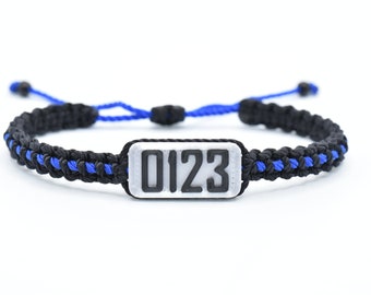 blue line bracelet police badge number bracelet Police bracelet thin blue line support police wristband adjustable badge number wristband