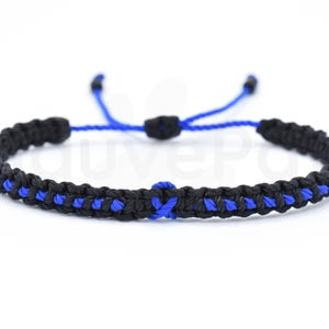 Thin blue line police bracelet, blue ribbon thin blue line support police wristband, adjustable for man and woman