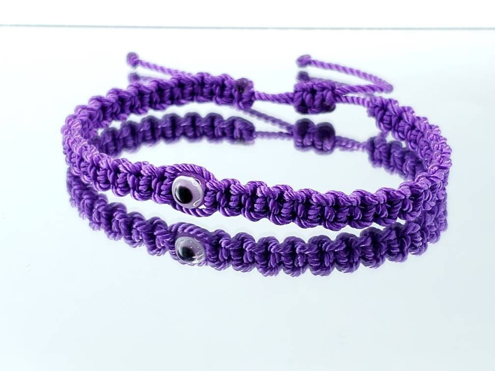 Evil Eye Bracelet Purple Color String Evil Eye Wristband Etsy UK