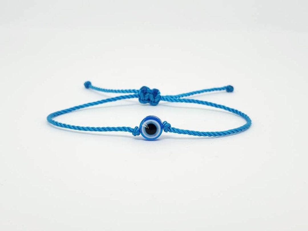Evil Eye Blue String Bracelet Evil Eye Charm Beautiful Blue Etsy