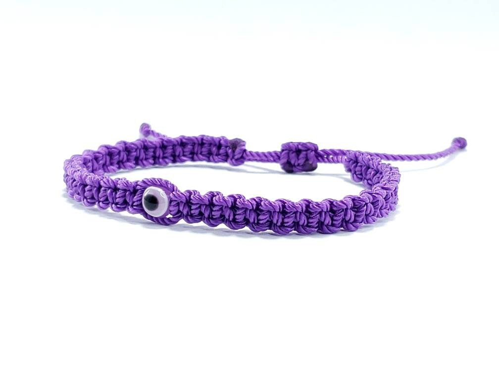 Evil Eye Bracelet Purple Color String Evil Eye Wristband Etsy UK
