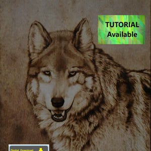 Mexican Grey Wolf Pyrography Pattern:  Tutorial available - wood burning art pattern (digital downlowd)