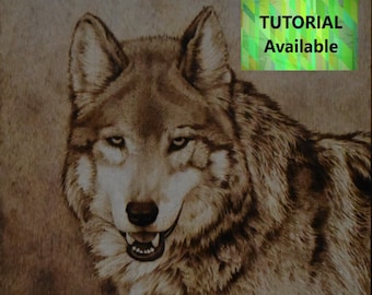 Patrón de pirograbado de lobo gris mexicano: Tutorial disponible - patrón de pirograbado (descarga digital)