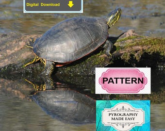 Turtle Pyrography Pattern: Wood burning art pattern (digital download)