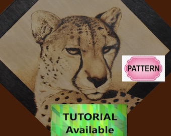Patrón de pirograbado de guepardo: Tutorial disponible - patrón de pirograbado (descarga digital)