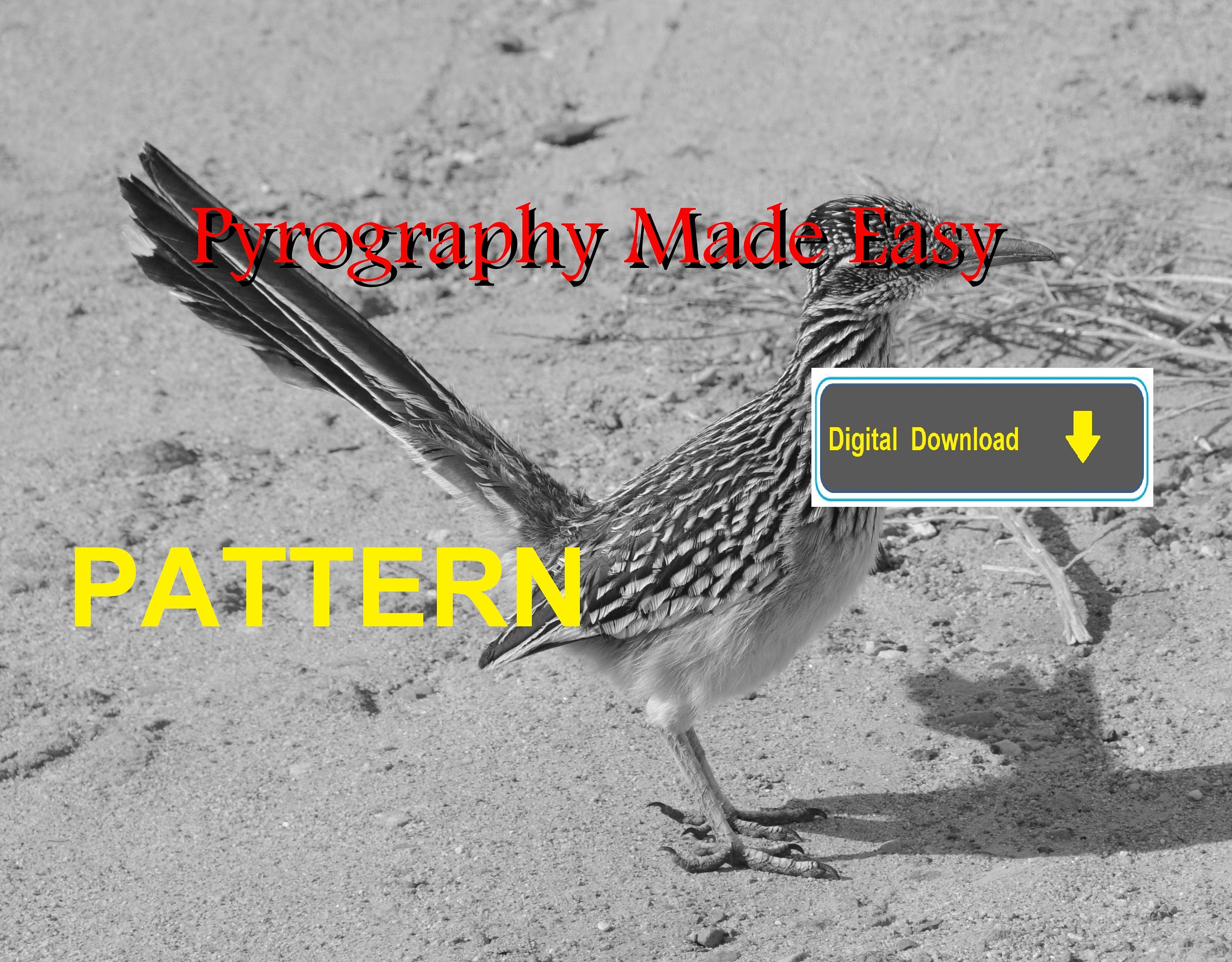 Roadrunner Bird Pyrography Pattern Wood Burning Pattern Digital ...