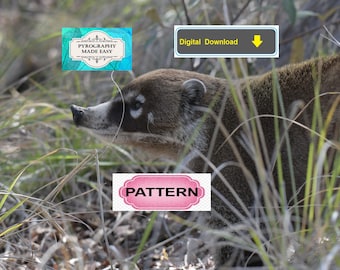 Coati Pyrography Pattern: wood burning art pattern (digital download)