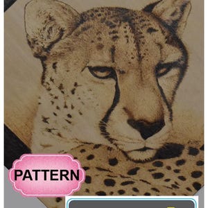 Cheetah Pyrography Pattern Wood burning pattern digital download (tutorial available)