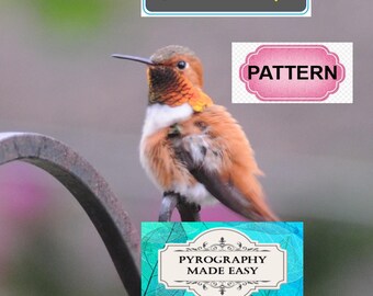 Rufus Hummingbird Pyrography Pattern: wood burning art pattern (digital download)