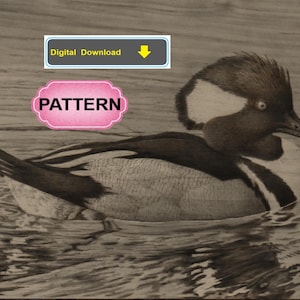 Hooded Merganser Duck Pyrography Pattern Wood burning pattern digital download