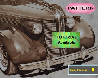 Ford Buick Car Pyrography Pattern: wood burning art pattern (digital download)