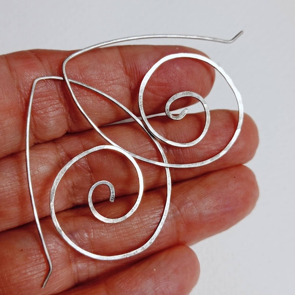 Designer Ohrringe  geschmiedete Spiralen aus Silber 925