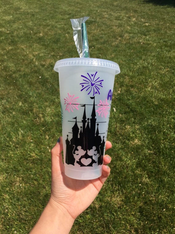 Disney Castle Fireworks Starbucks Cold Cup