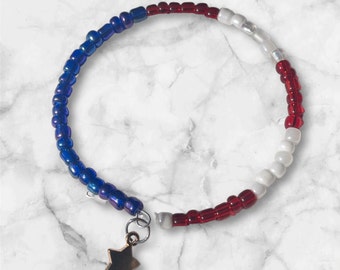 Star Spangled Beaded Memory Wire Stackable Bracelet | Handmade Jewelry- adjustable bangle- gift for her- stacking bracelet -