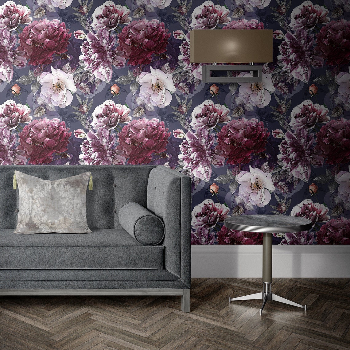 Removable Peel and Stick Wallpaper/moody Gray and Purple | Etsy