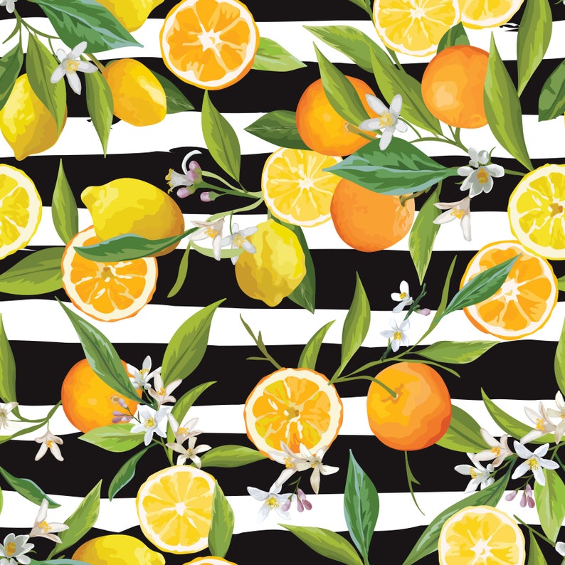 Removable peel and stick wallpaper/ Citrus lemons oranges | Etsy