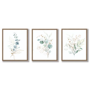 Green Blue Eucalyptus Botanical  Set of 3 Art Digital Download, Home Decor, Instant Download, Art , Contemporary, wall decor, modern