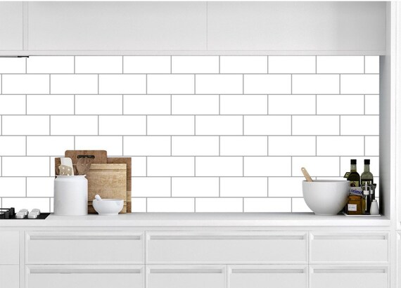 Removable peel and stick wallpaper/ White Subway Tile Peel and | Etsy