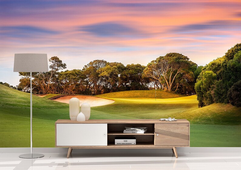 Removable Peel and Stick Wallpaper/ Golf Course Wall Mural - Etsy
