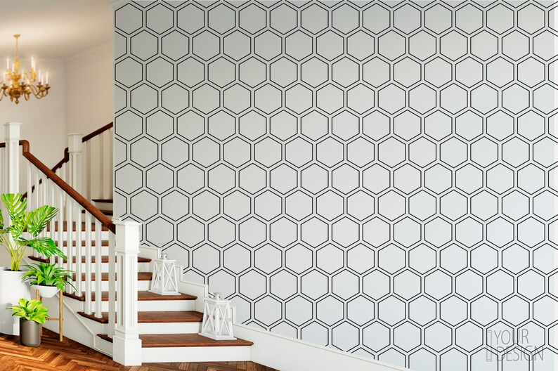 Removable peel and stick wallpaper Honeycomb geometric modern wallpaper