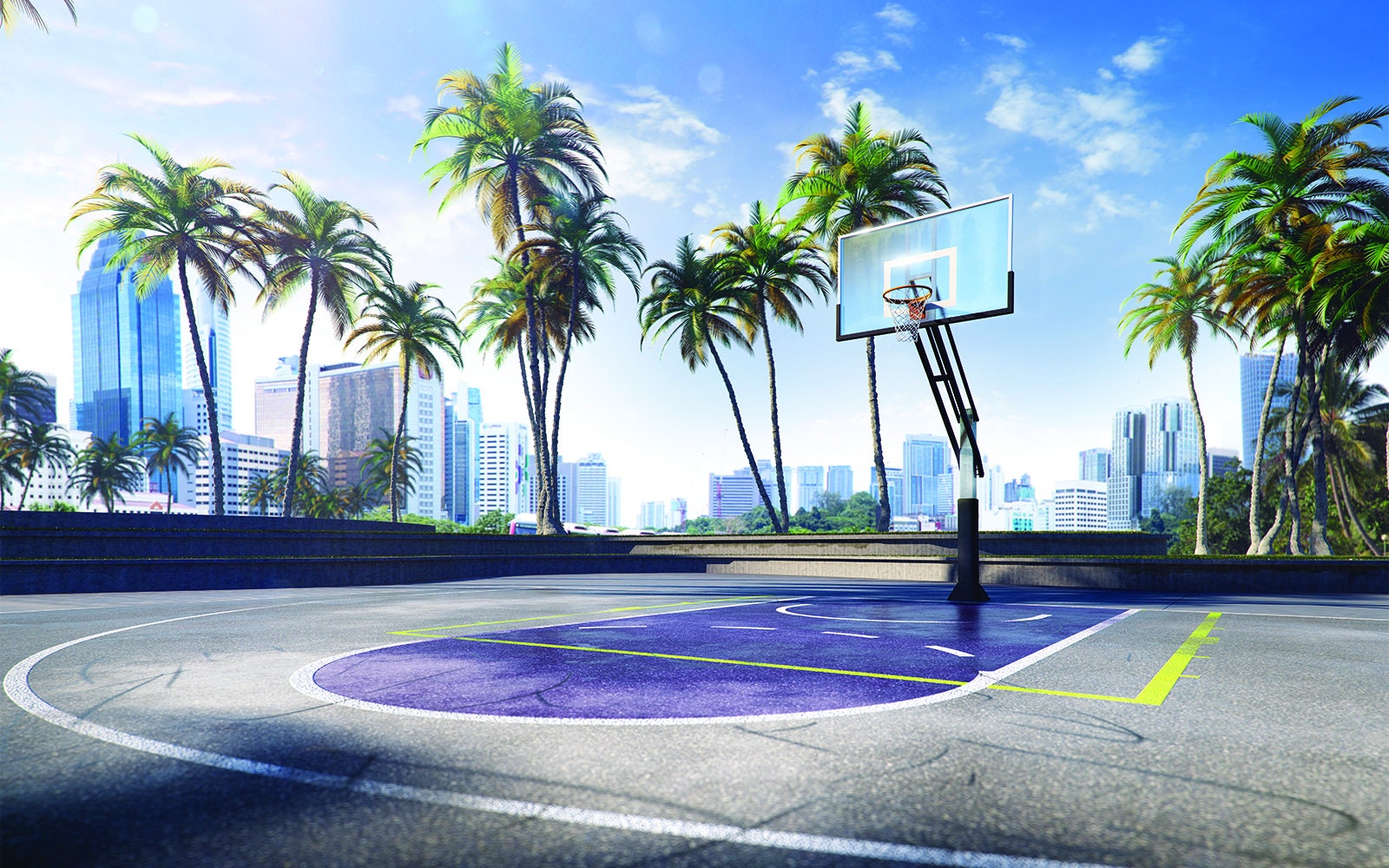 Removable Peel And Stick Wallpaper Outdoor Basketball Court Etsy