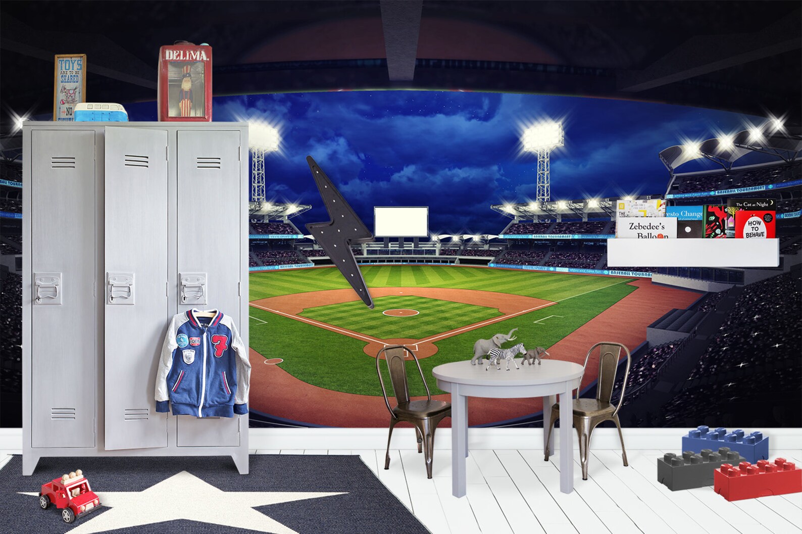 Removable Peel and Stick Wallpaper/ Baseball Field Wall Mural | Etsy