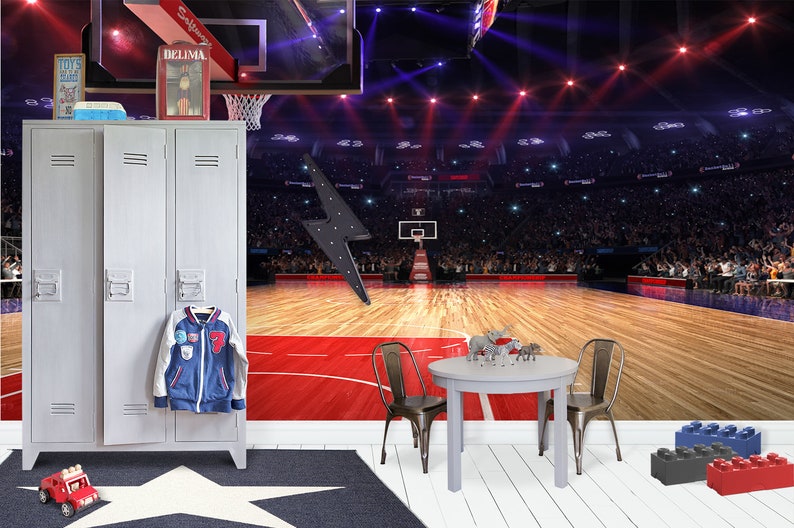 Removable peel and stick wallpaper/ basketball court wall Etsy