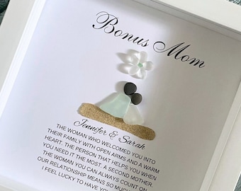 Bonus Mom Gift from Bride Personalized Mother’s Day Stepmom Wedding Gift Birthday Gift for Stepmom Gifts Bonus Mom Pebble Art Sea Glass