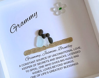 Grandma Meaning Mimi Gift Sea Glass Art Grandmother Personalized Grandma Gift Grammy Gram Birthday Gift for Grandma Gift Grammy Great Grammy