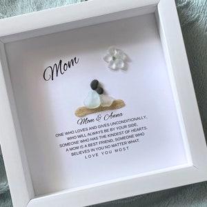 Mom Personalized Birthday Gift for Mom Gifts from Daughter Pebble Art Sea Glass Unique Mother & Daughter Handmade Mom Gift from Kids Mommy