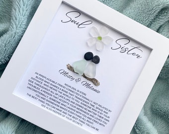 Soul Sister Gift Personalized Pebble Art Best Friend Birthday Gift for Her Best Friend Christmas Gift Sea Glass Art Unique Friendship Gifts