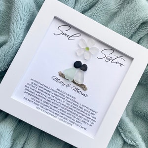 Soul Sister Gift Personalized Pebble Art Best Friend Birthday Gift for Her Best Friend Christmas Gift Sea Glass Art Unique Friendship Gifts