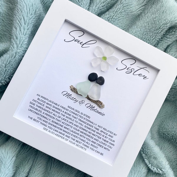 Personalized Soul Sister Gift Sea Glass Pebble Art Best Friend Birthday or Christmas Gift