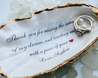 Unique Mother of the Groom Gift, Thank You for Raising the Man of My Dreams, Handmade Personalized Oyster Keepsake Dish, Mother-in-Law Gift