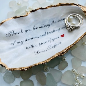 Unique Mother of the Groom Gift, Thank you for Raising the Man of My Dreams, Handmade Personalized Oyster Keepsake Dish, Mother-in-Law Gift