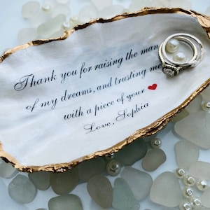 Unique Mother of the Groom Gift, Thank You for Raising the Man of My Dreams, Handmade Personalized Oyster Keepsake Dish, Mother-in-Law Gift