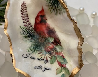 Cardinal Memorial Oyster Shell keepsake dish/Sympathy Gift for Loss of Loved One/Bereavement Present/Sign From Heaven/Condolence Christmas