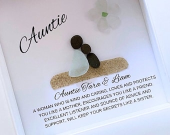 Aunt Meaning/Pebble Art Auntie/Auntie Gift/Birthday Gift for Auntie/Personalized Gift Auntie/Auntie/Auntie Niece/Framed Gift Aunt