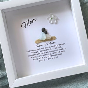 Mom Gifts, Personalized Mother & Daughter Gift from Daughter, Mothers Day Present Birthday Gift, Christmas Gift for Mom-Sea Glass Art