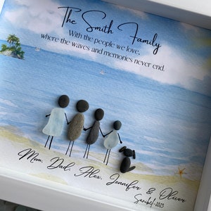 Family Sea Glass Art Personalized Beach Picture Family Pebble Art Sea