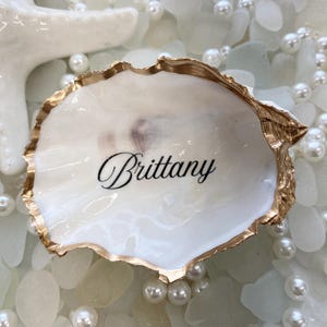 Personalized Oyster Shell Place Cards Wedding Escort Cards Luxury Coastal Wedding Favor