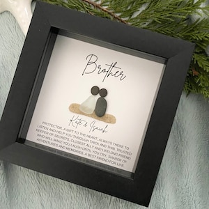 Brother Gift Personalized Sea Glass & Pebble Art, Brother Birthday or Christmas Gift, Brother Gift from Sister Handmade Unique Brother Gift