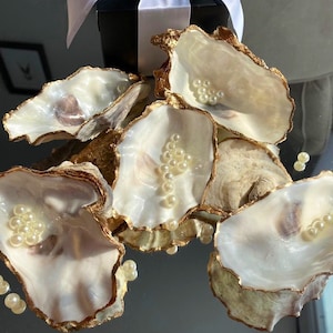 Oyster Shell Ring Dish: Gold Leaf Bridal Party Gift